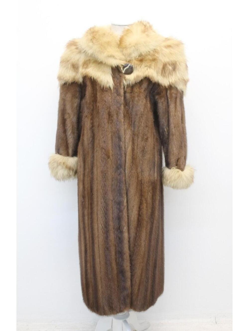 excellent demi buff mink & raccoon fur coat jacket women woman size 4-6 small